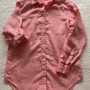 Women’s Lauren Ralph Lauren Red Striped Linen Button-Down Shirt
